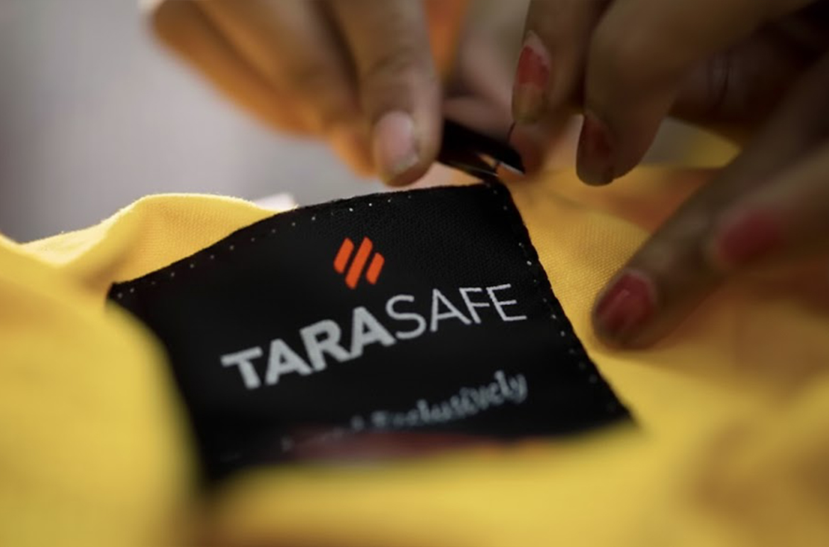 Tarasafe label stitched on Flame Resistant Workwear