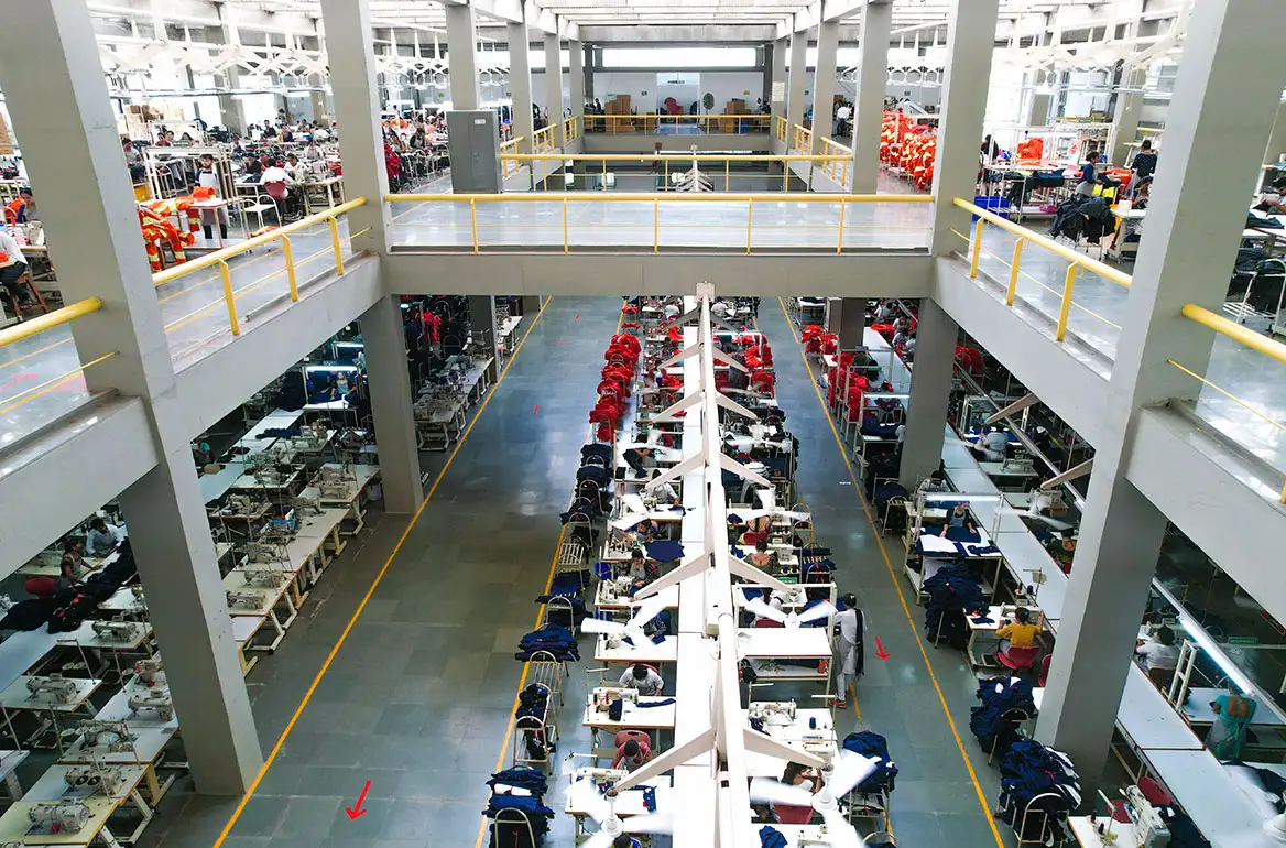 Large-scale production of flame-resistant garments at the Tarasafe factory